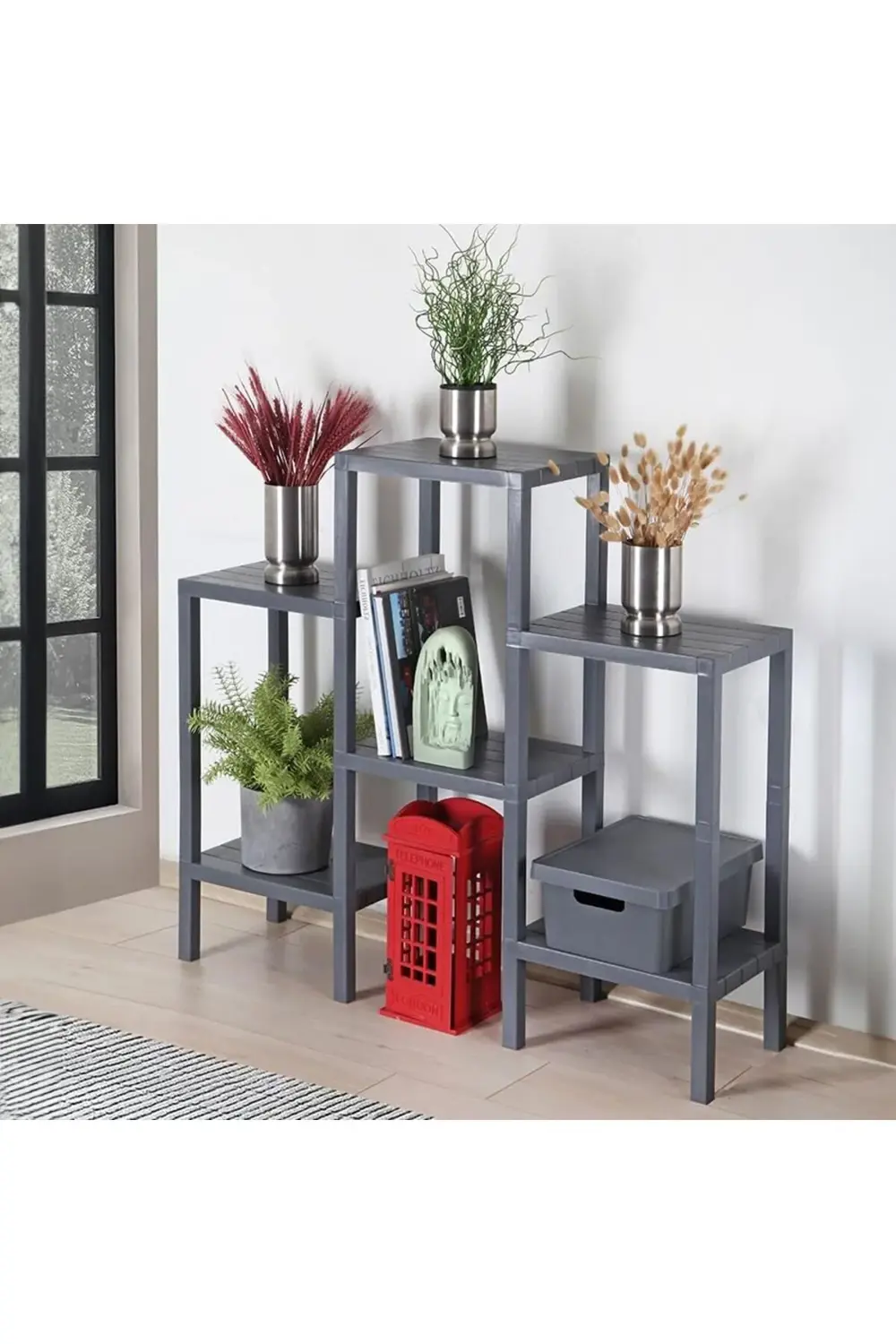 trendyvision Life 6 Katlı Plastik Gri Banyo Mutfak Rafı MIT1046 b