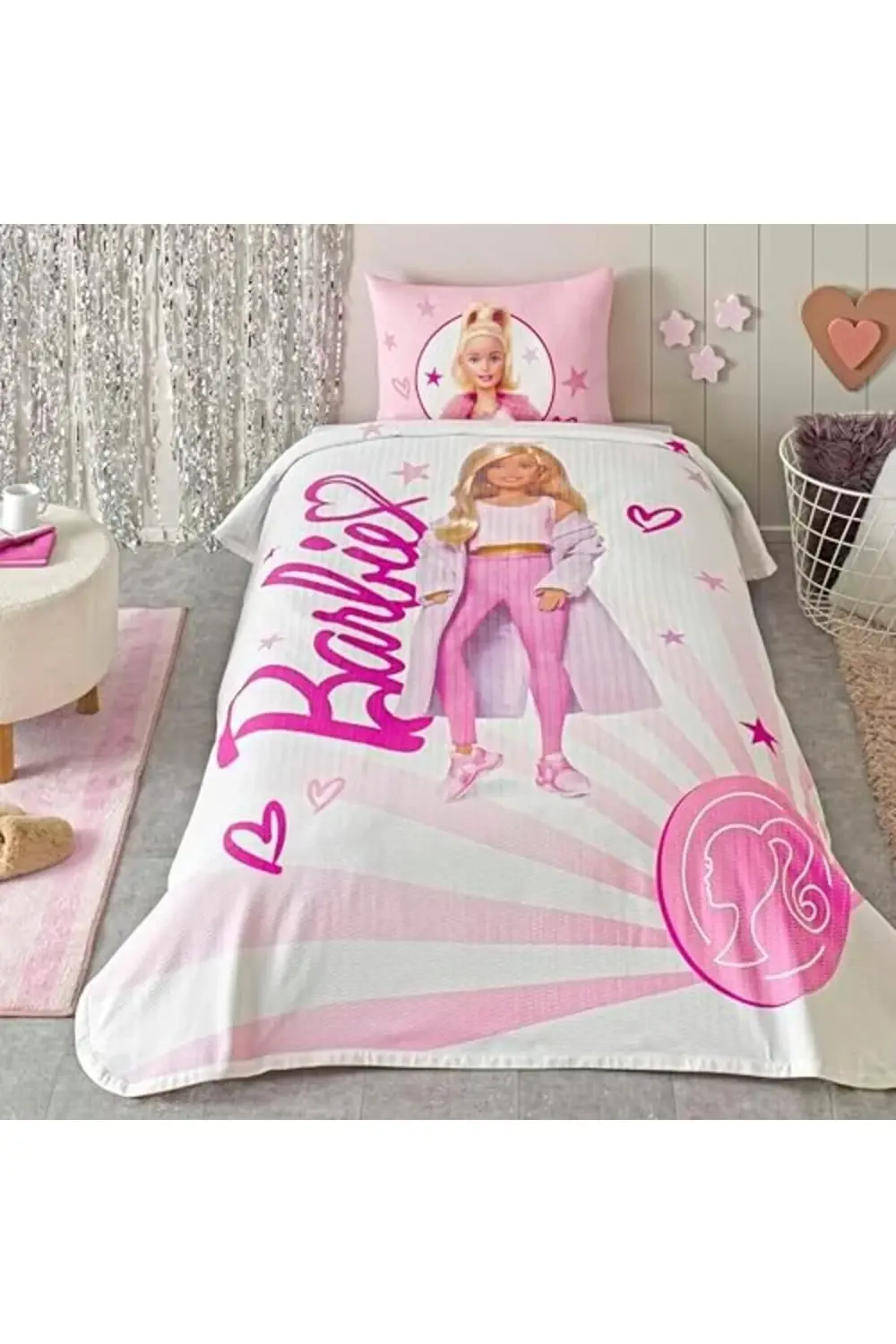 trendyvision Light Standart Pamuk Nevresim Takımı, Pembe, Tek Kiş