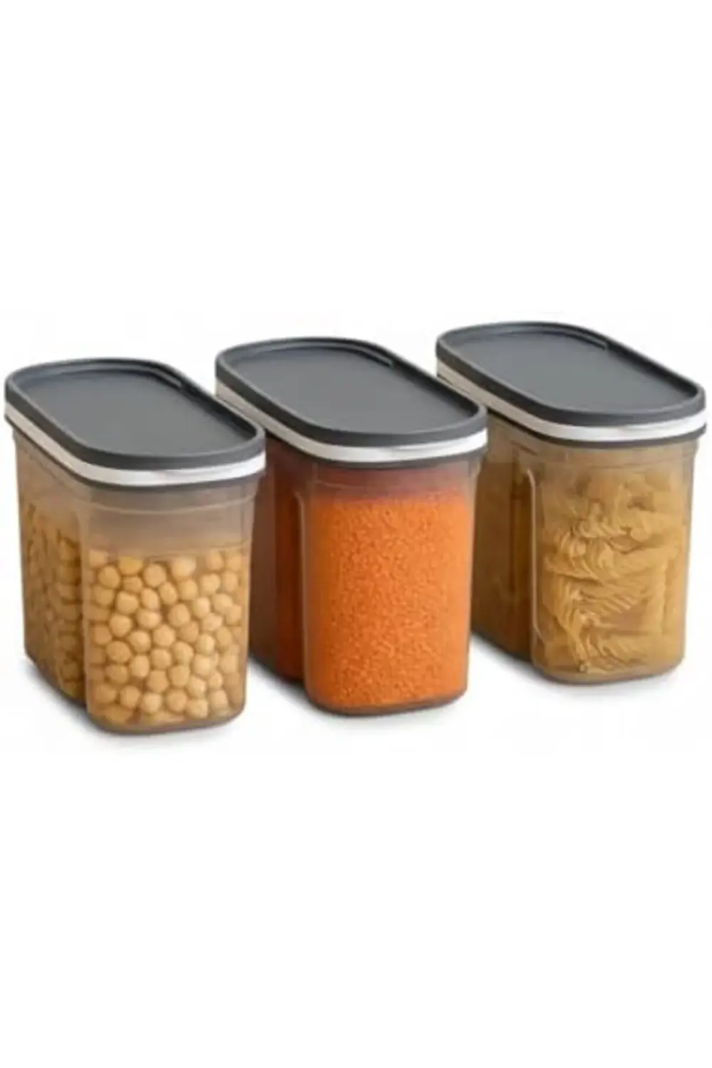 trendyvision Lüks Plastik Sürgülü Kapaklı 3 'lü Saklama Kabı Seti