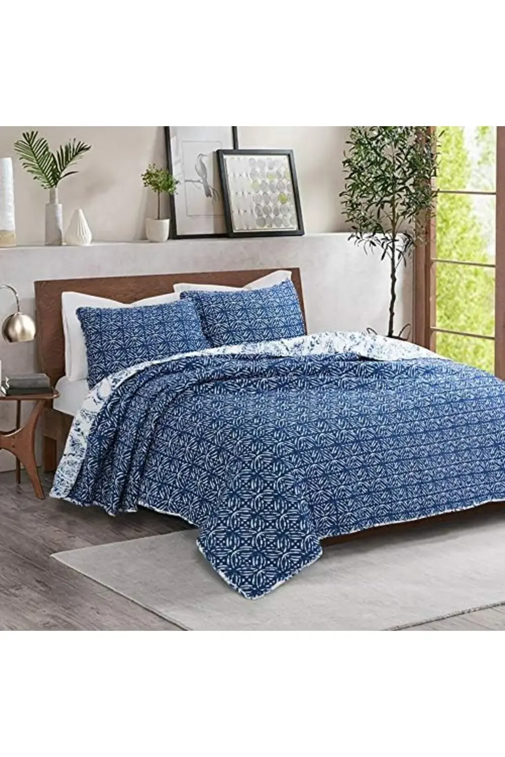trendyvision Lush Erindale 3 Parça Yorgan Seti,, Lacivert ve Mavi