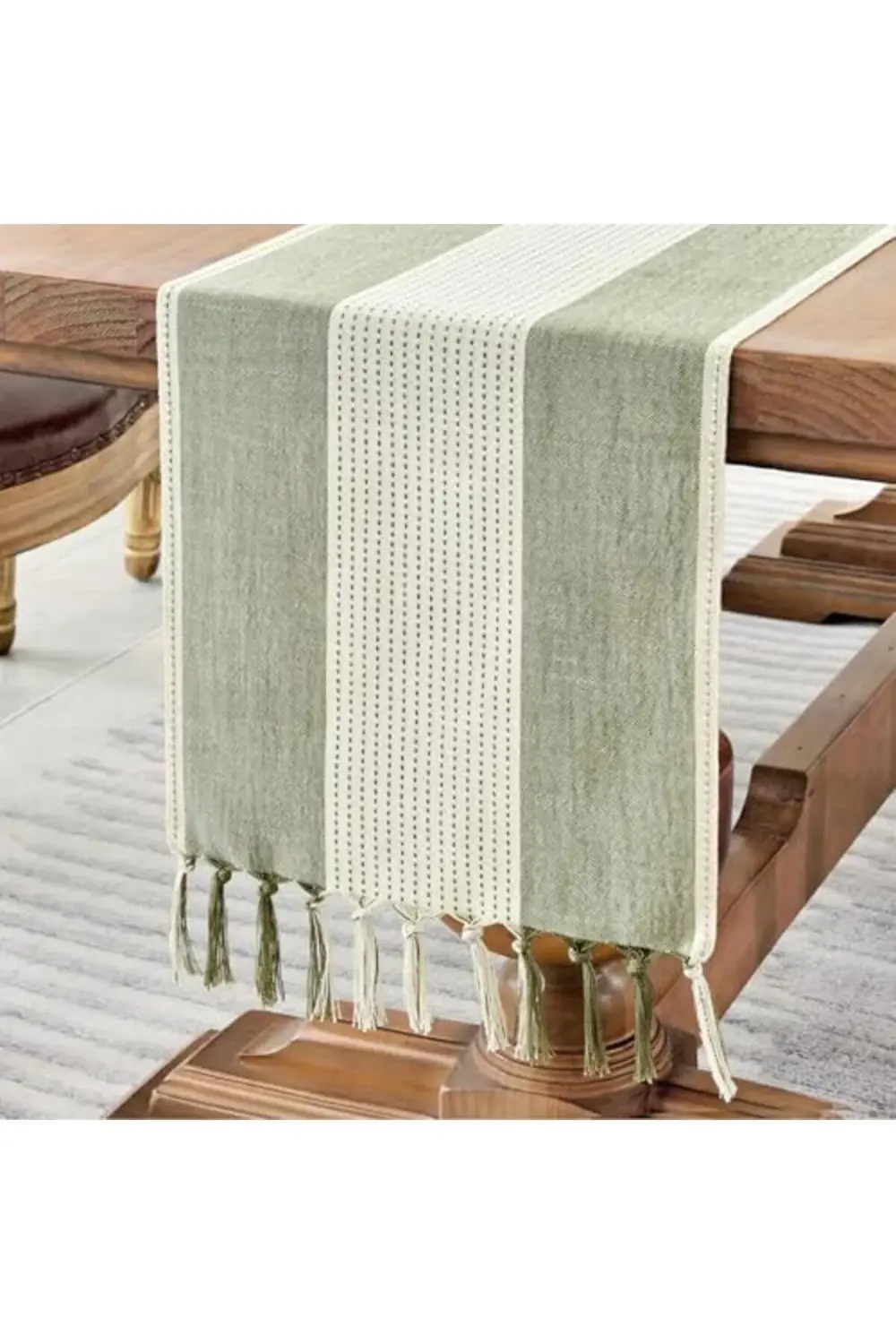 trendyvision Masa Örtüsü, 13x72 İnç Adaçayı Yeşili Masa Örtüsü, Ç