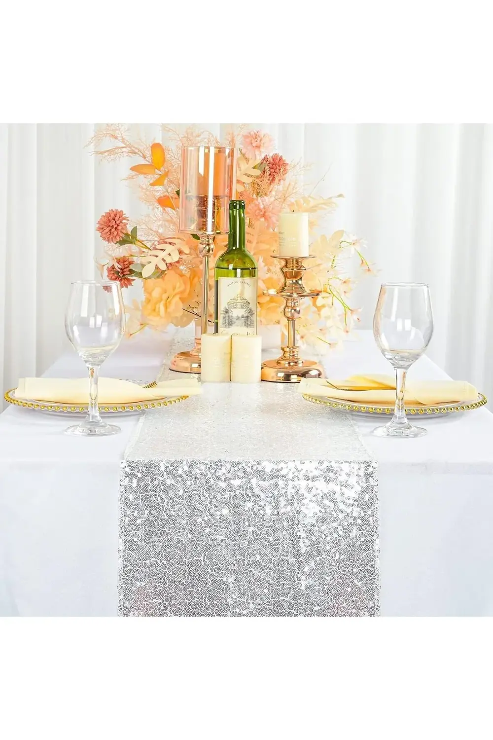 trendyvision Masa Örtüsü, 30x180cm Parlak Kumaş Masa Şeridi Dekor