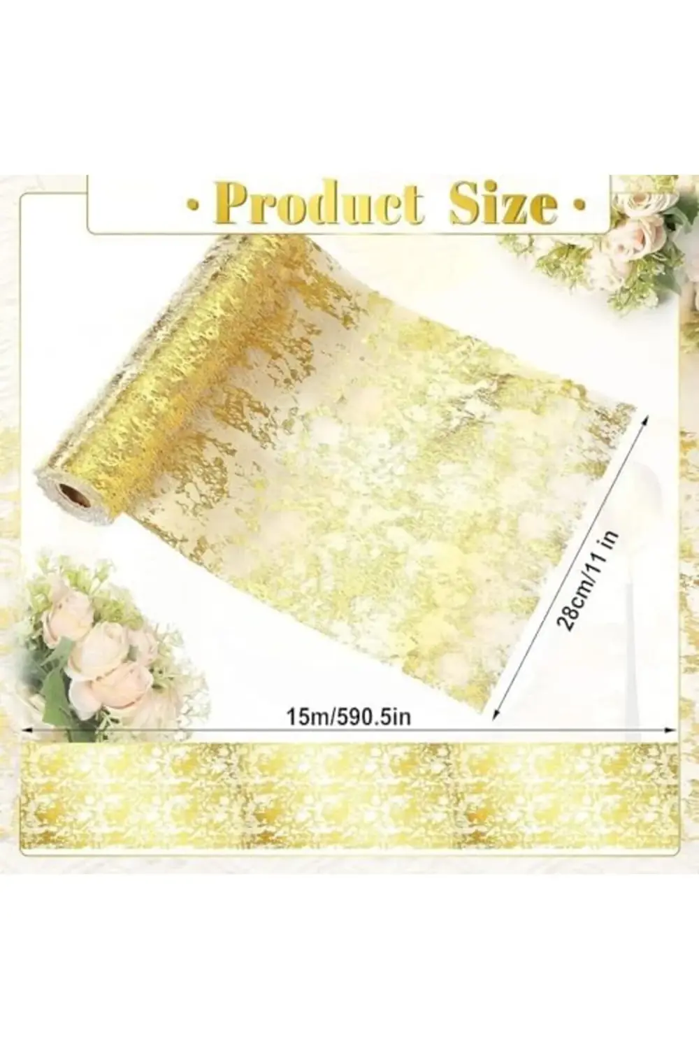 trendyvision Masa örtüsü, metalik file masa şeridi, 29cmx150cm pa