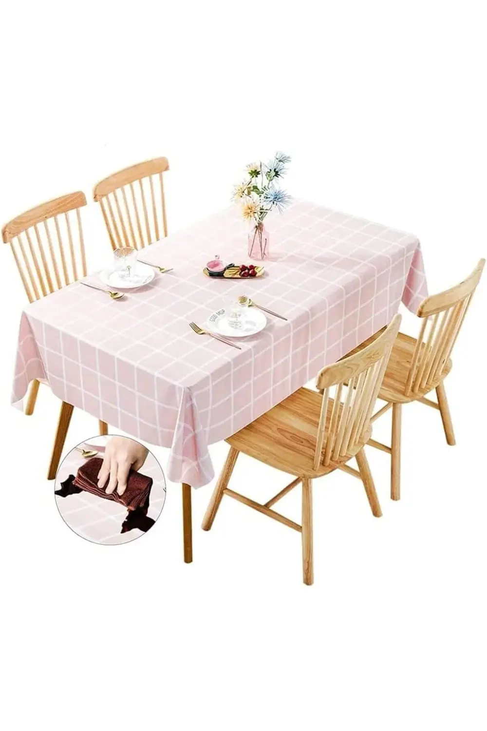 trendyvision Masa Örtüsü, Su Geçirmez PVC -%100 PVC Su Geçirmez,