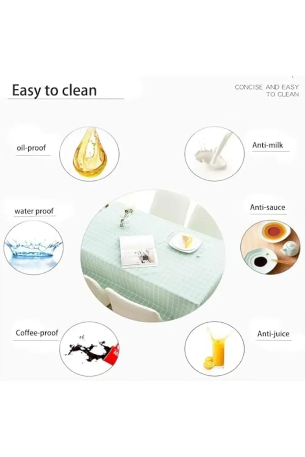 trendyvision Masa Örtüsü, Su Geçirmez PVC -%100 PVC Su Geçirmez,