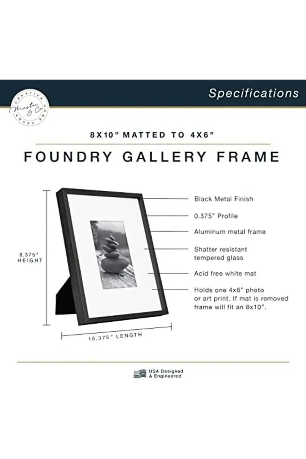 trendyvision MCS & Co. Foundry Metal Galeri Duvar Çerçevesi, Siya