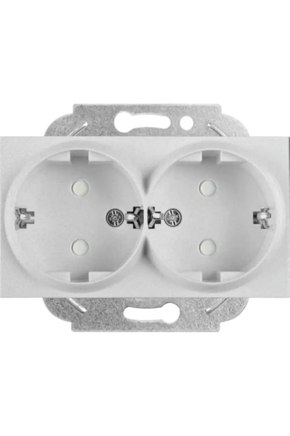 trendyvision / Metalik Beyaz İkili Topraklı Priz Çarpma Karşıtı M