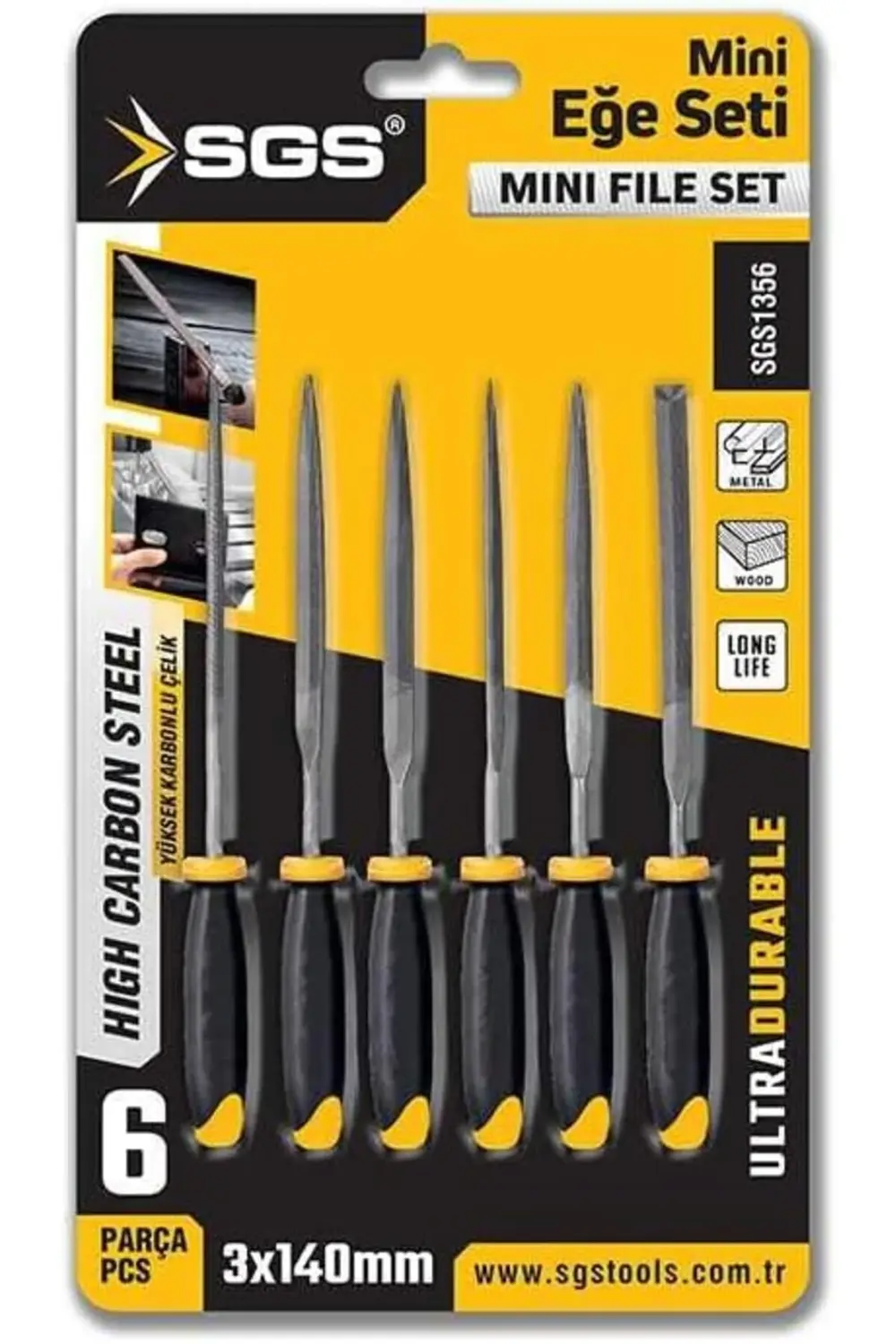 trendyvision Mini Eğe Seti, 6 Parça, 3x140 mm, Metal El Aleti, Mo