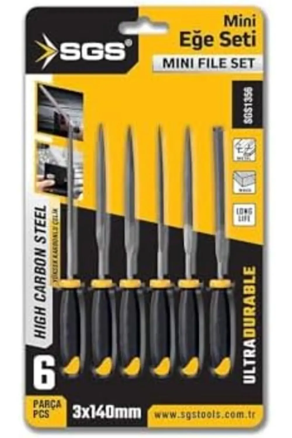 trendyvision Mini Eğe Seti, 6 Parça, 3x140 mm, Metal El Aleti, Mo