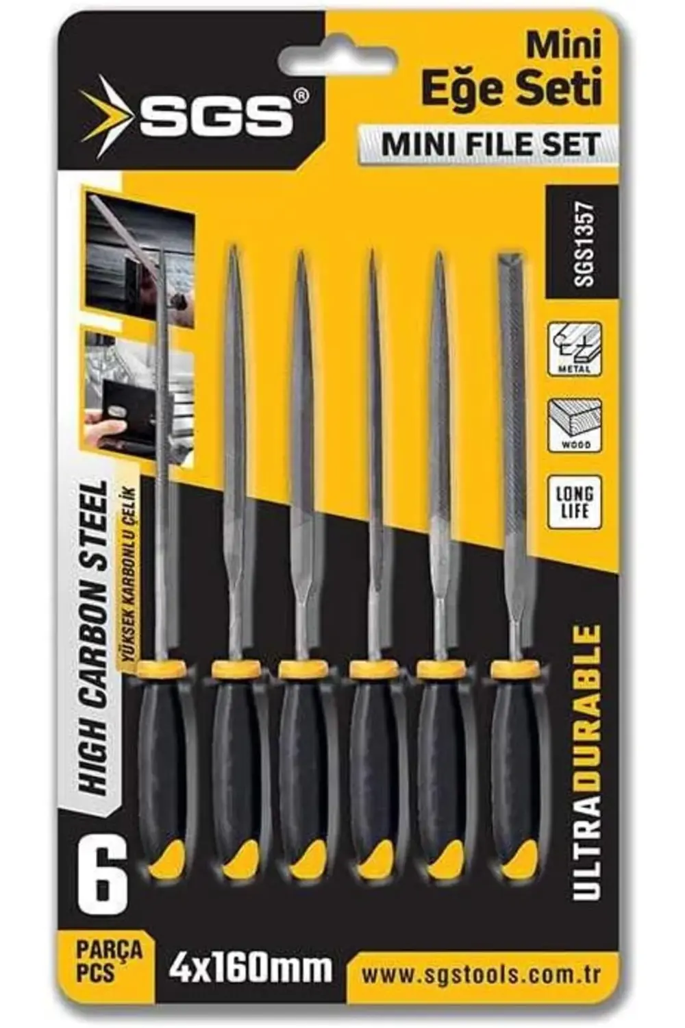 trendyvision Mini Eğe Seti, 6 Parça, 4x160 mm, Metal El Aleti, Mo