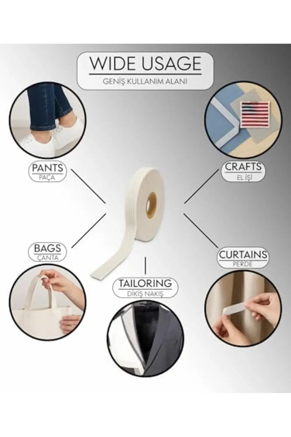 trendyvision modern teknik tekstil Şerit İpli Biye Tela 1.5 cm x