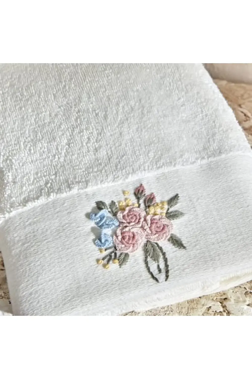 trendyvision Nakışlı %100 Pamuk Havlu Mavi 30x50 Cm buyflicker 39