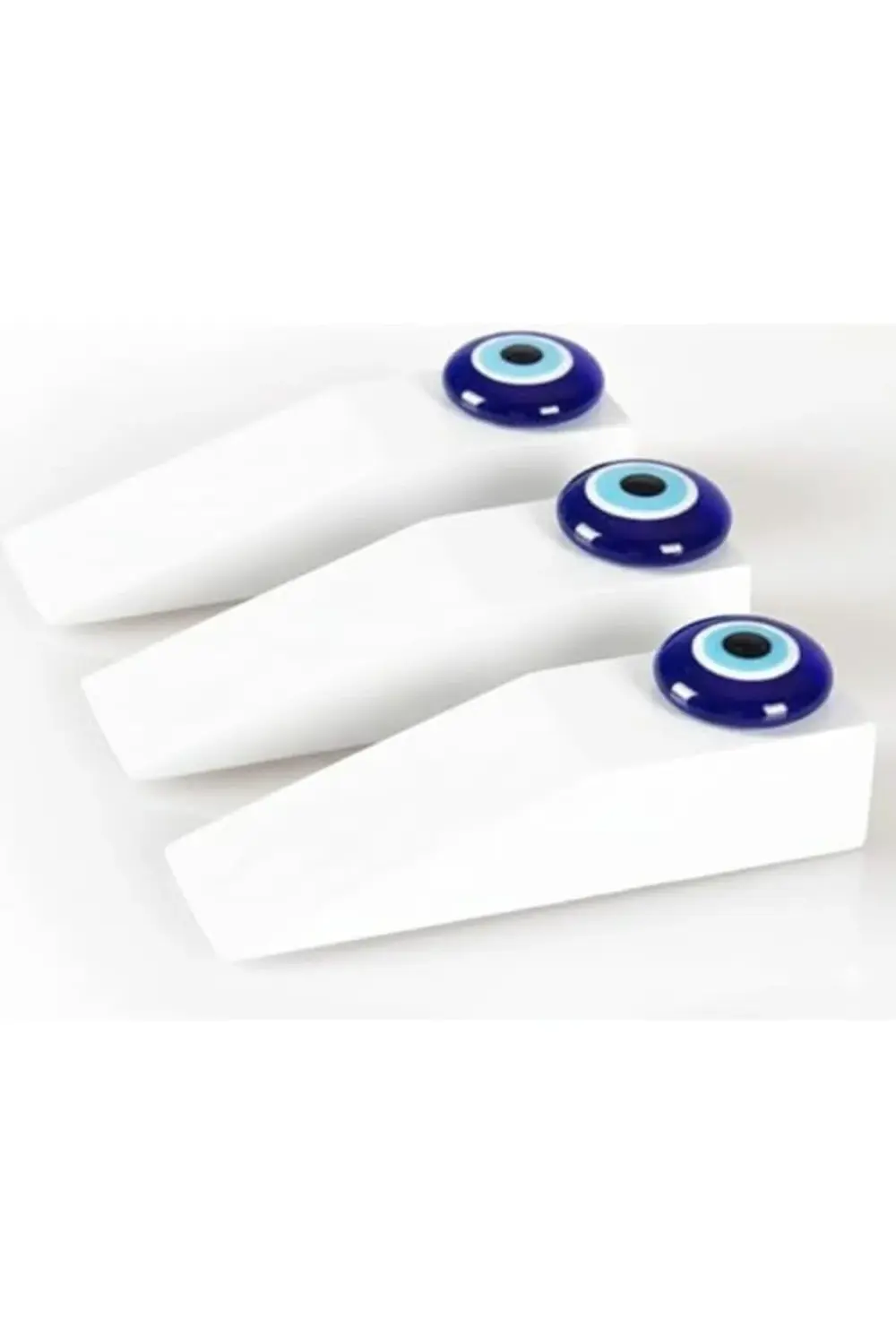 trendyvision Nazar Boncuklu El Yapımı Beyaz Ahşap Kapı Stoperi -