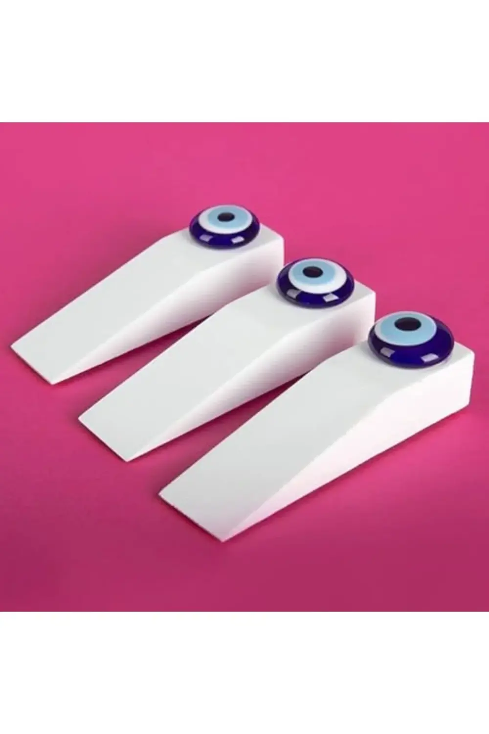 trendyvision Nazar Boncuklu El Yapımı Beyaz Ahşap Kapı Stoperi -