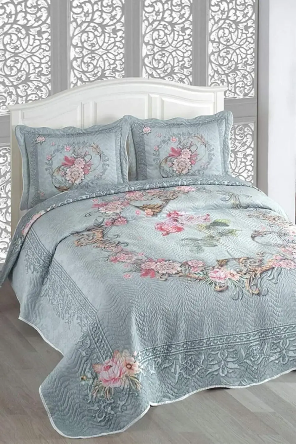 trendyvision Örtüm Alice Çift Kişilik Kapitone Yatak Örtüsü Takım