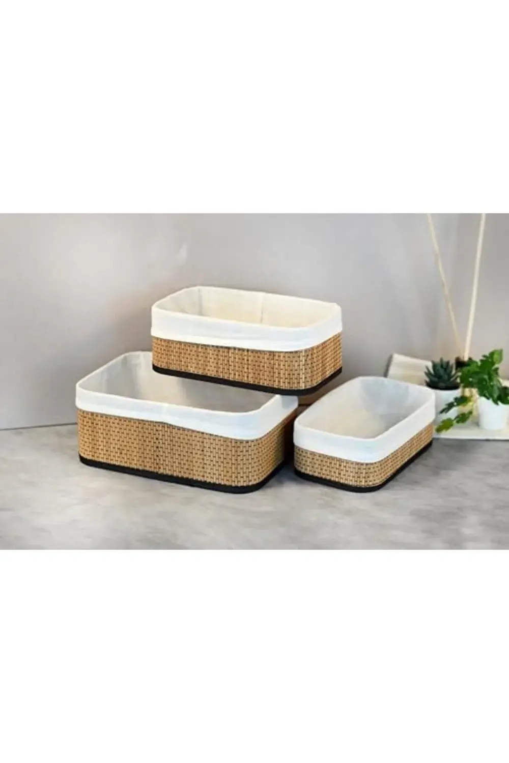 trendyvision PAÇİ Wicker Premium Serisi Dikdörtgen 3'lü Set Organ