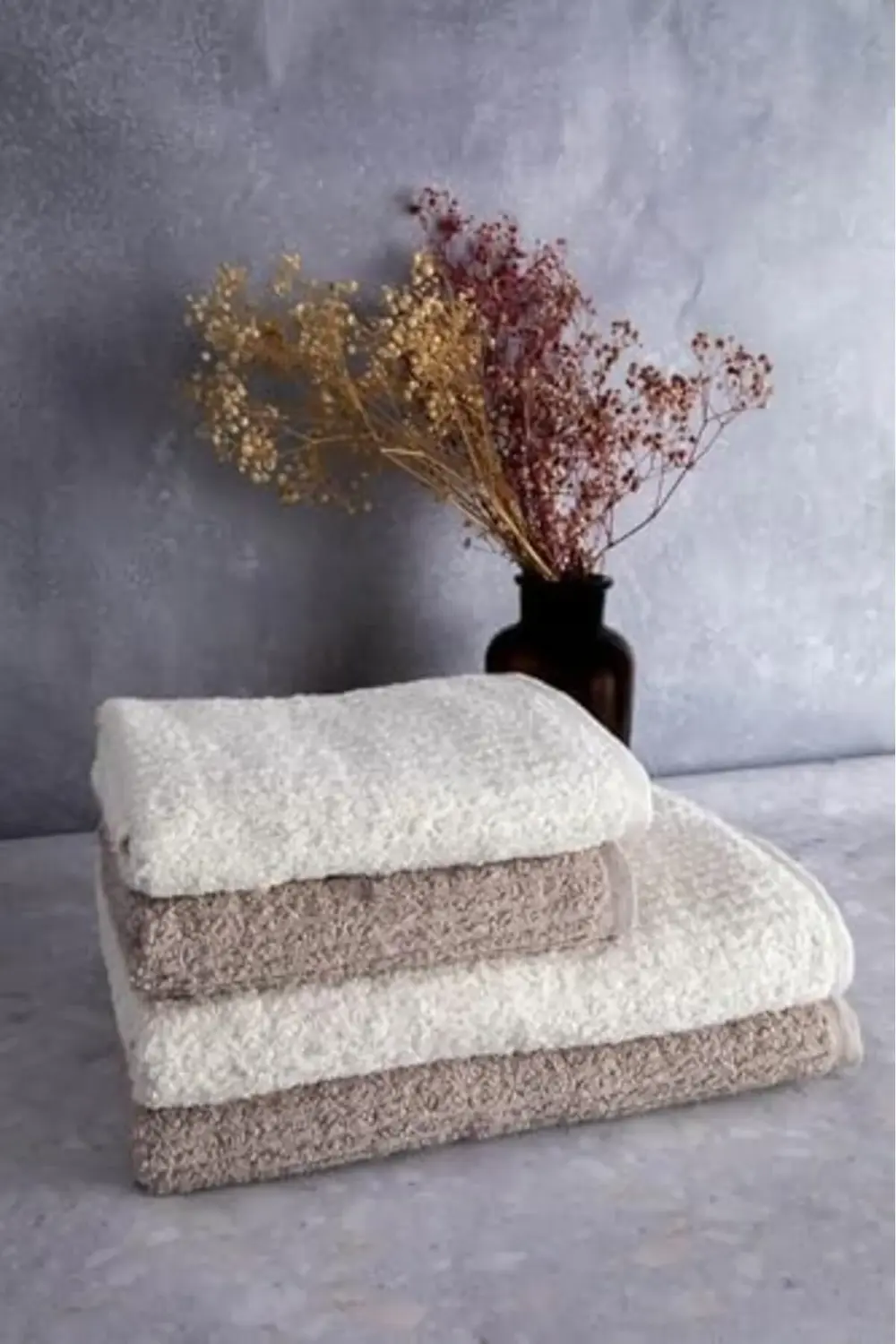 trendyvision Pamuk 6 Parça Havlu Hamam Seti (Bej Krem) buyflicker