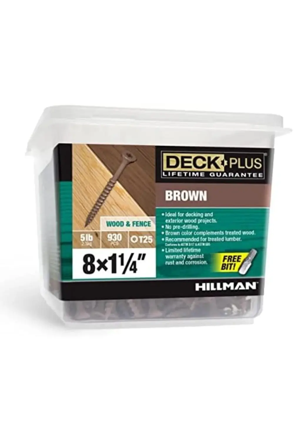 trendyvision Plus Ahşap Vidalar, Kahverengi Dış Vidalar, 1-1/4" x