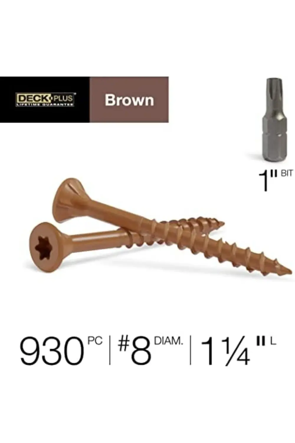 trendyvision Plus Ahşap Vidalar, Kahverengi Dış Vidalar, 1-1/4" x