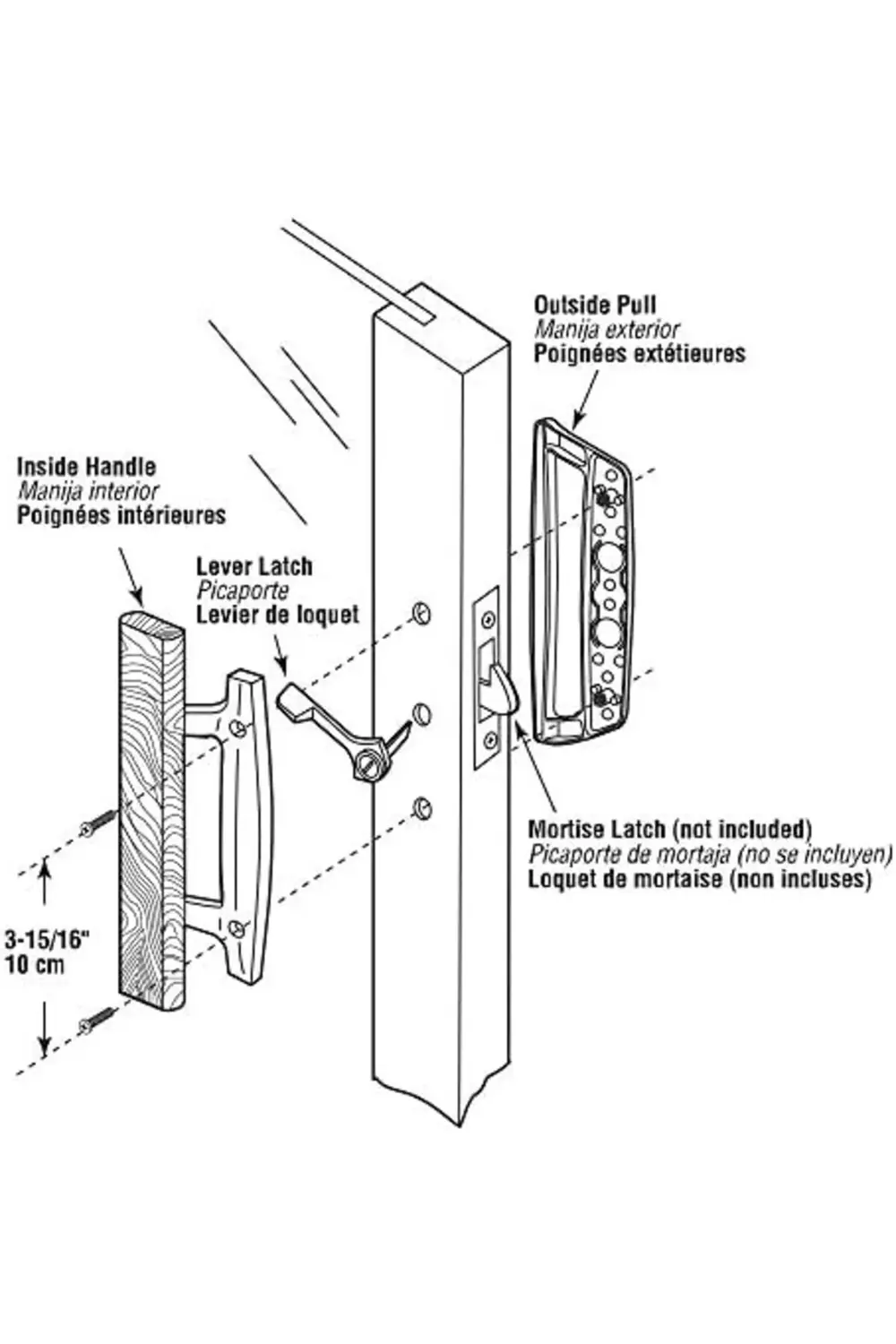trendyvision Products C 1204 Sliding Handle Set, Handle, Diecast