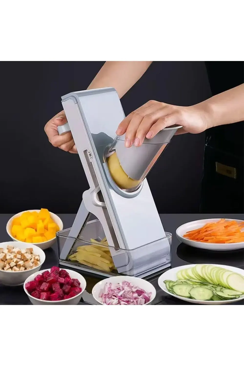 trendyvision Profesyonel Basmalı Rende Doğrayıcı – 3 Bıçaklı Pasl