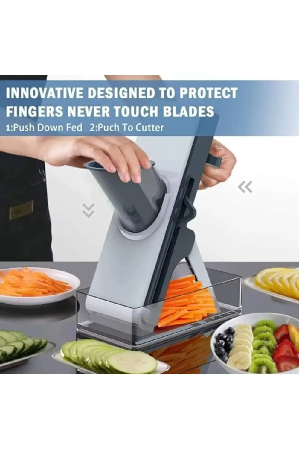 trendyvision Profesyonel Basmalı Rende Doğrayıcı – 3 Bıçaklı Pasl