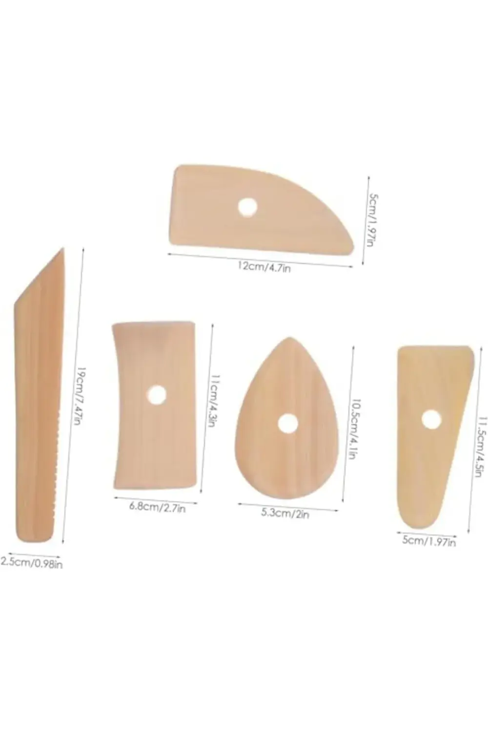 trendyvision RENOVON Ahşap ve Ahşap Saplı 9 adet Seramik ve Doğal