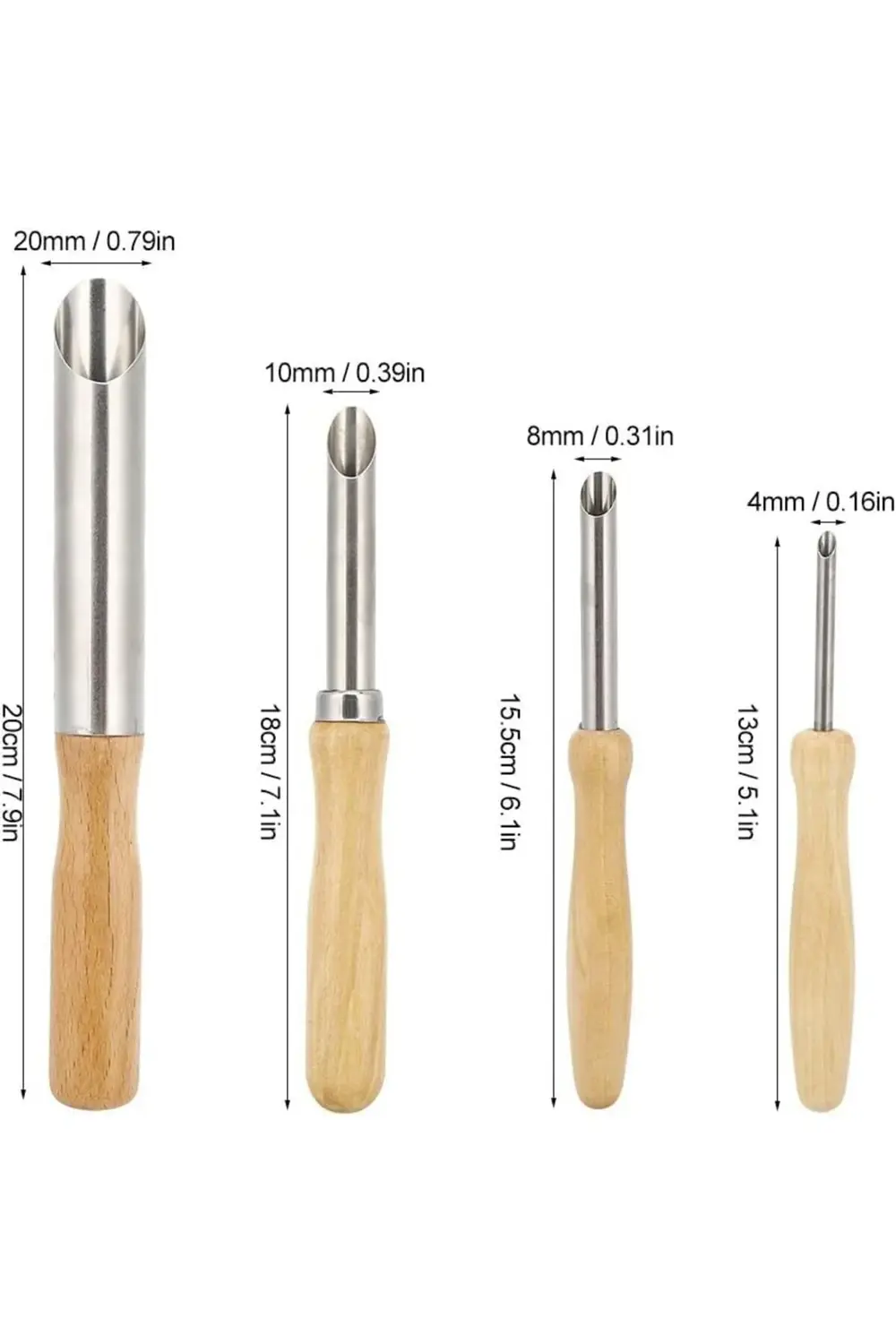 trendyvision RENOVON Ahşap ve Ahşap Saplı 9 adet Seramik ve Doğal