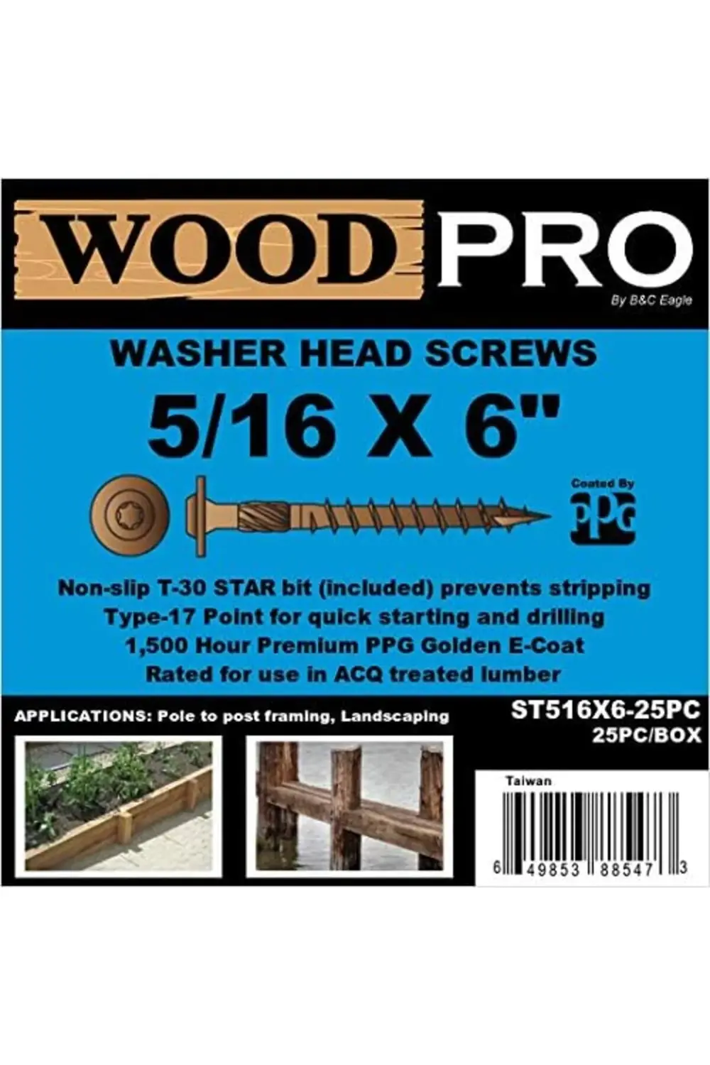 trendyvision s ST516X6-25PC 5/16-inç x 15,5 cm Uzunluk Yuvarlak Y