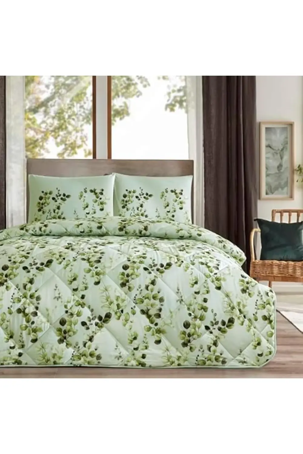 trendyvision Sarne Standart Pamuk Nevresim Takımı, Yeşil, Tek Kiş