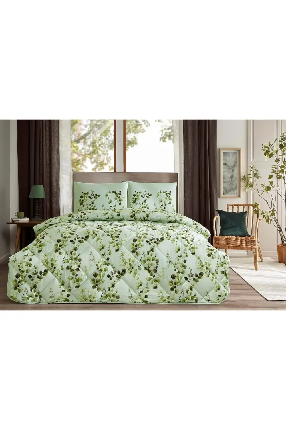 trendyvision Sarne Standart Pamuk Nevresim Takımı, Yeşil, Tek Kiş