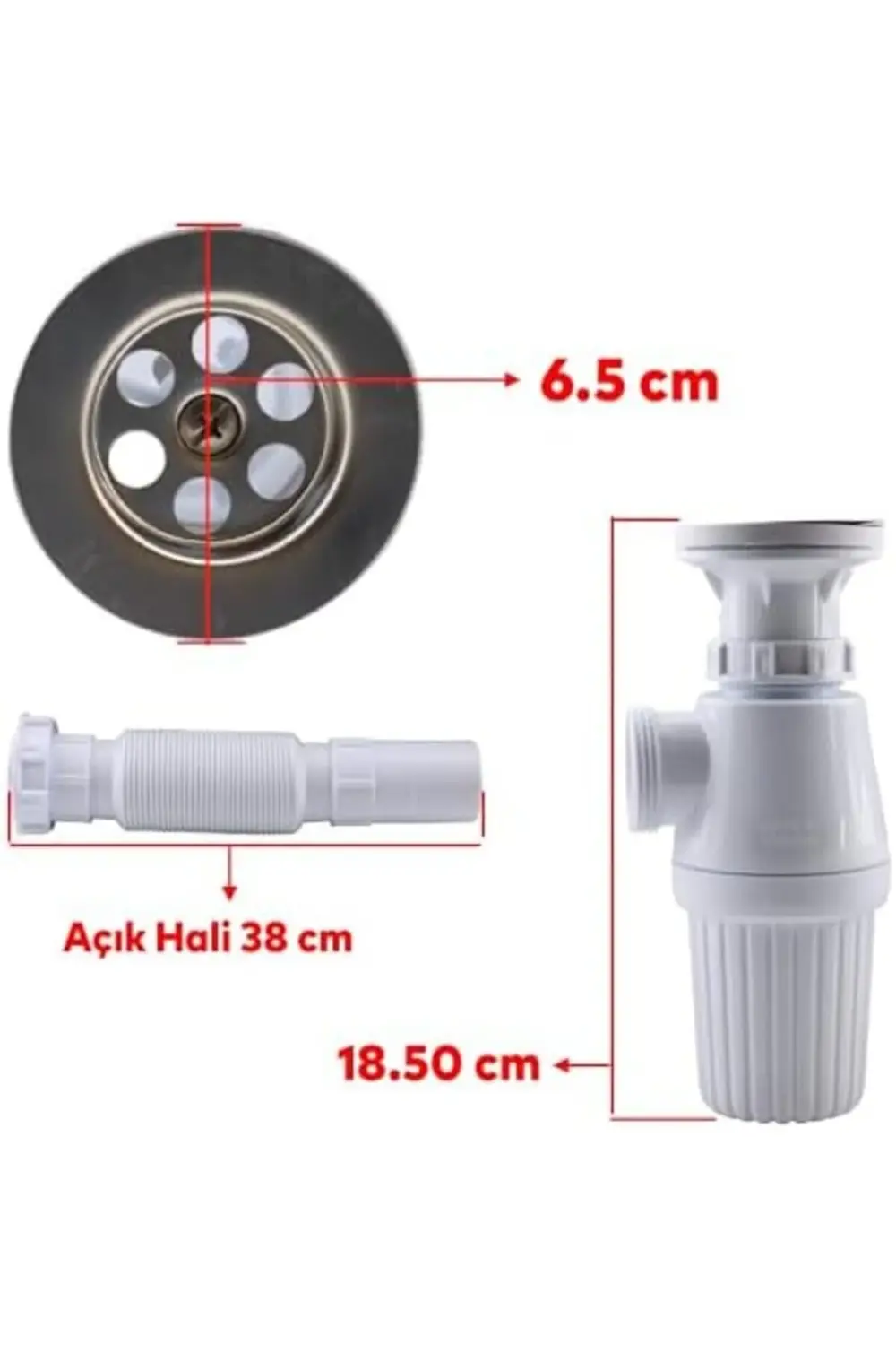 trendyvision Sifon Körüklü Sökülebilir Tas'lı Temizlenebilir Mutf