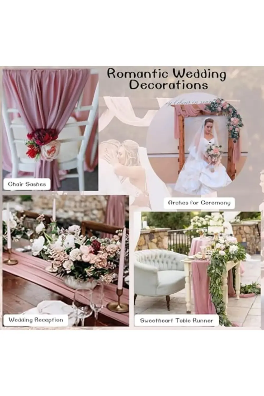 trendyvision Şifon Masa Örtüsü, 68.5x305cm Şeffaf Kumaş Romantik