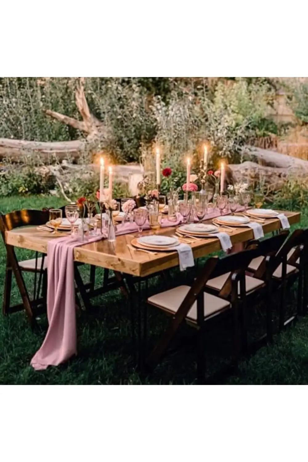 trendyvision Şifon Masa Örtüsü, 68.5x305cm Şeffaf Kumaş Romantik