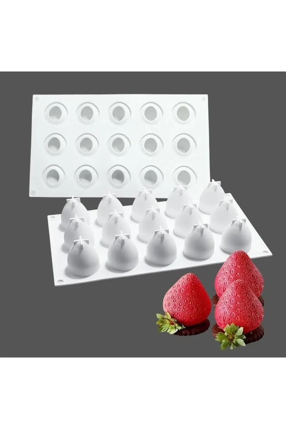 trendyvision Siliko World Çilek Desenli Silikon Kek Jöle Sabun Çi