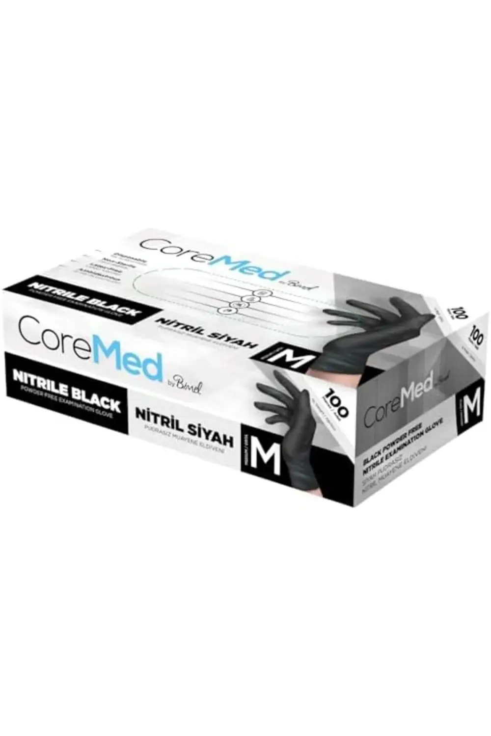 trendyvision Siyah Nitril Eldiven - Tek Kullanımlık, Pudrasız, Ço