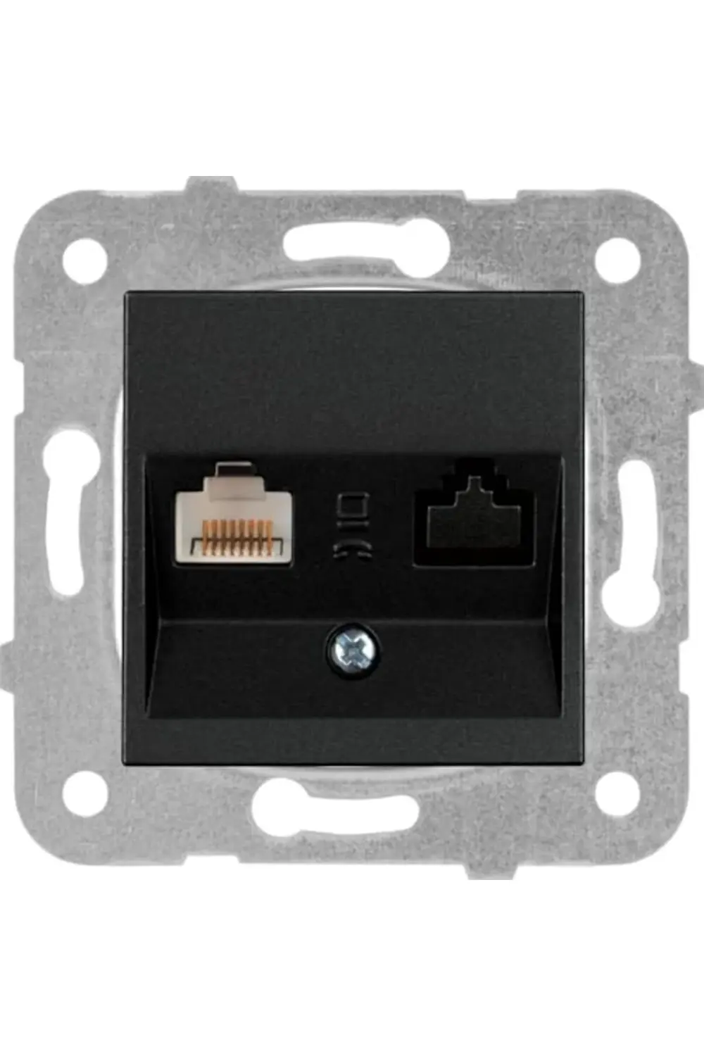 trendyvision / Siyah Tekli Data CAT6 Mekanizma ve Düğme/Kapak Vak