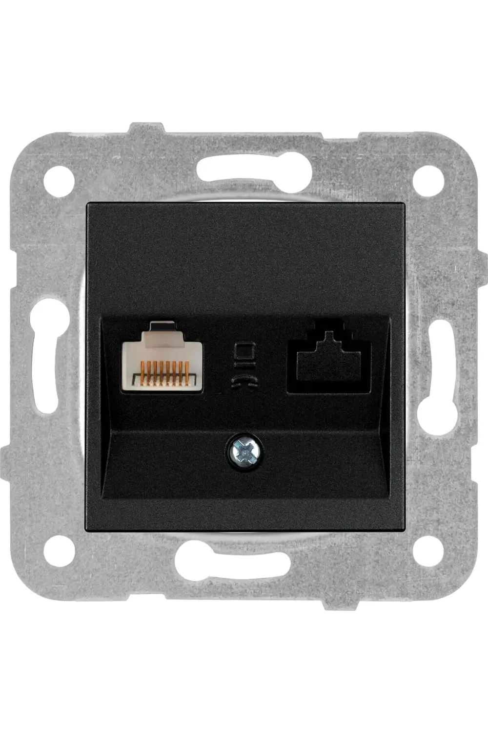 trendyvision / Siyah Tekli Data CAT6 Mekanizma ve Düğme/Kapak Vak