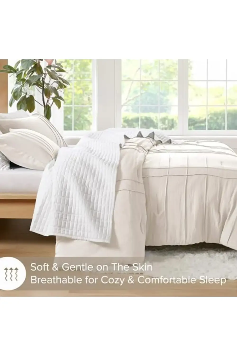 trendyvision Spaces Krem Kraliçe Yorgan Seti - 3 Parça Pintuck Pi