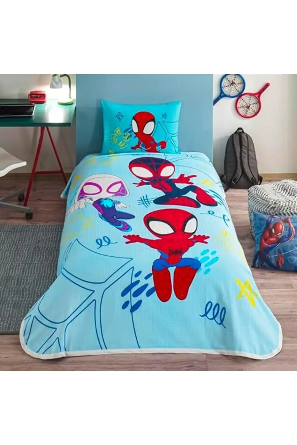 trendyvision Spidey Amazing Standart Pamuk Nevresim Takımı, Mavi,