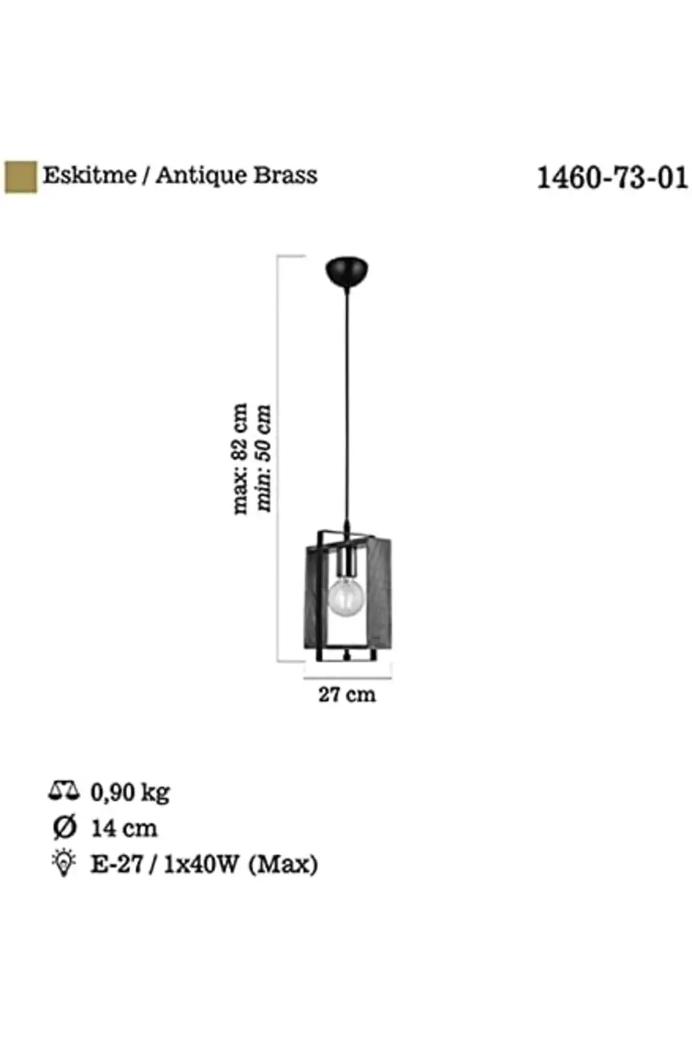 trendyvision Tekli Eskitme Siyah Boyalı Avize 1 X E27 buyflicker