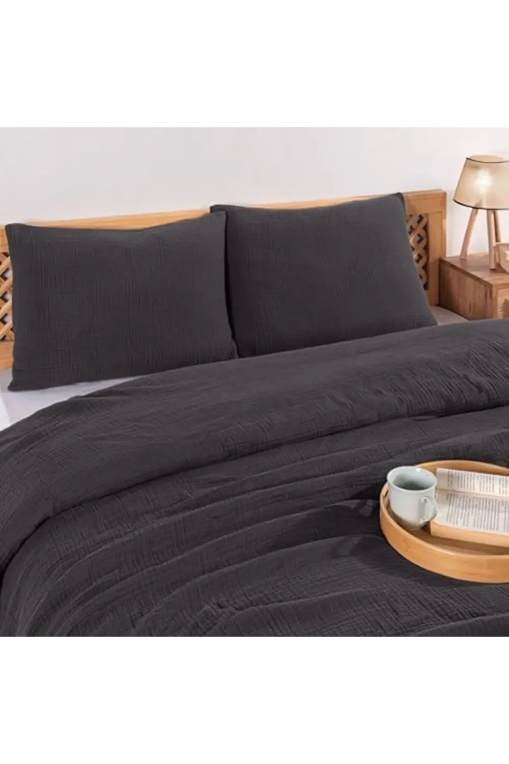 trendyvision TEKSTIL Müslin Yatak Örtüsü Seti Çift Kişilik, Şık D