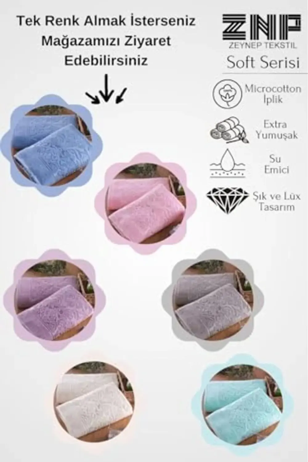 trendyvision Tekstil Soft | 6'lı 50x90 Cm El&yüz Havlu Seti Renkl