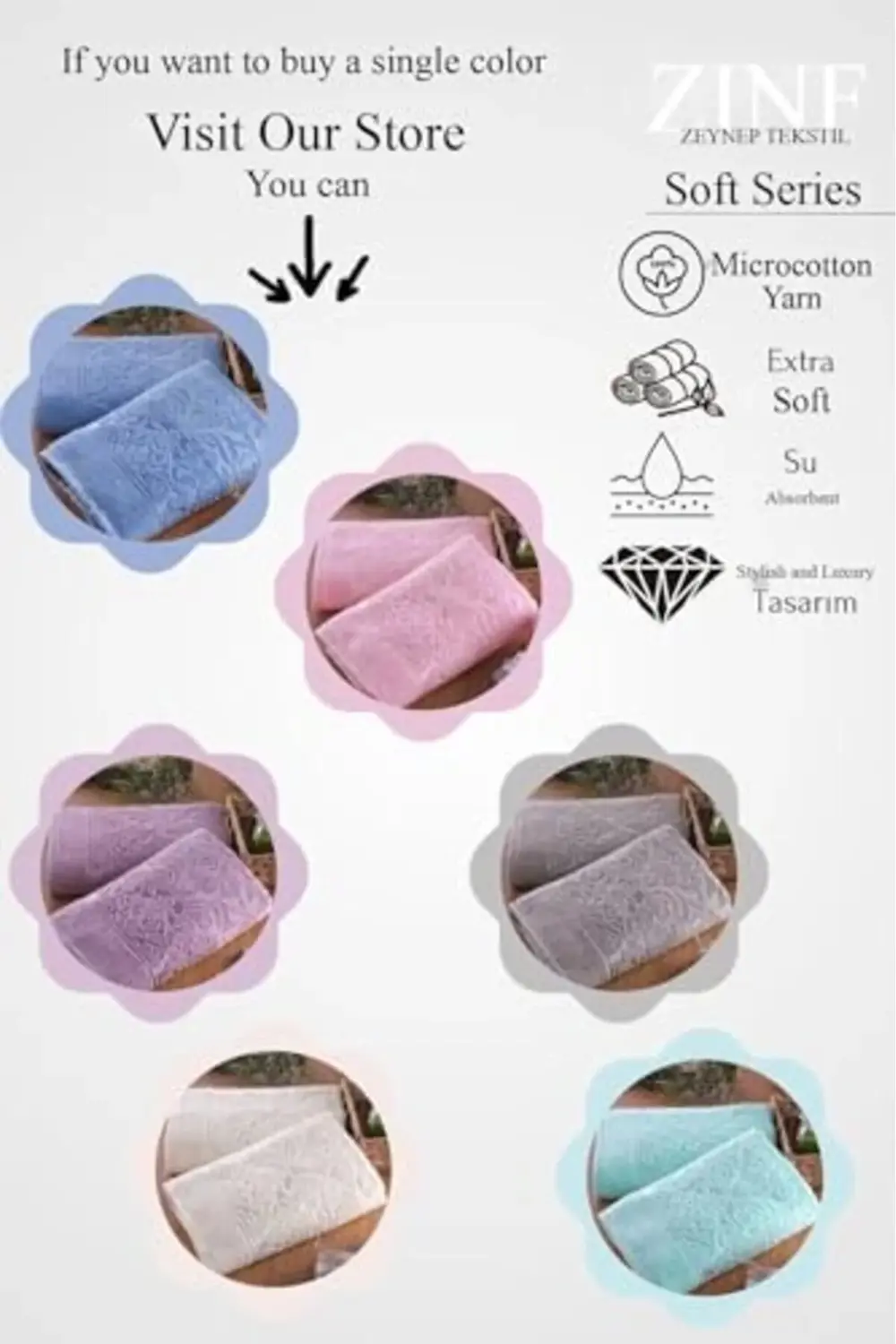 trendyvision Tekstil Soft | 6'lı 50x90 Cm El&yüz Havlu Seti Renkl