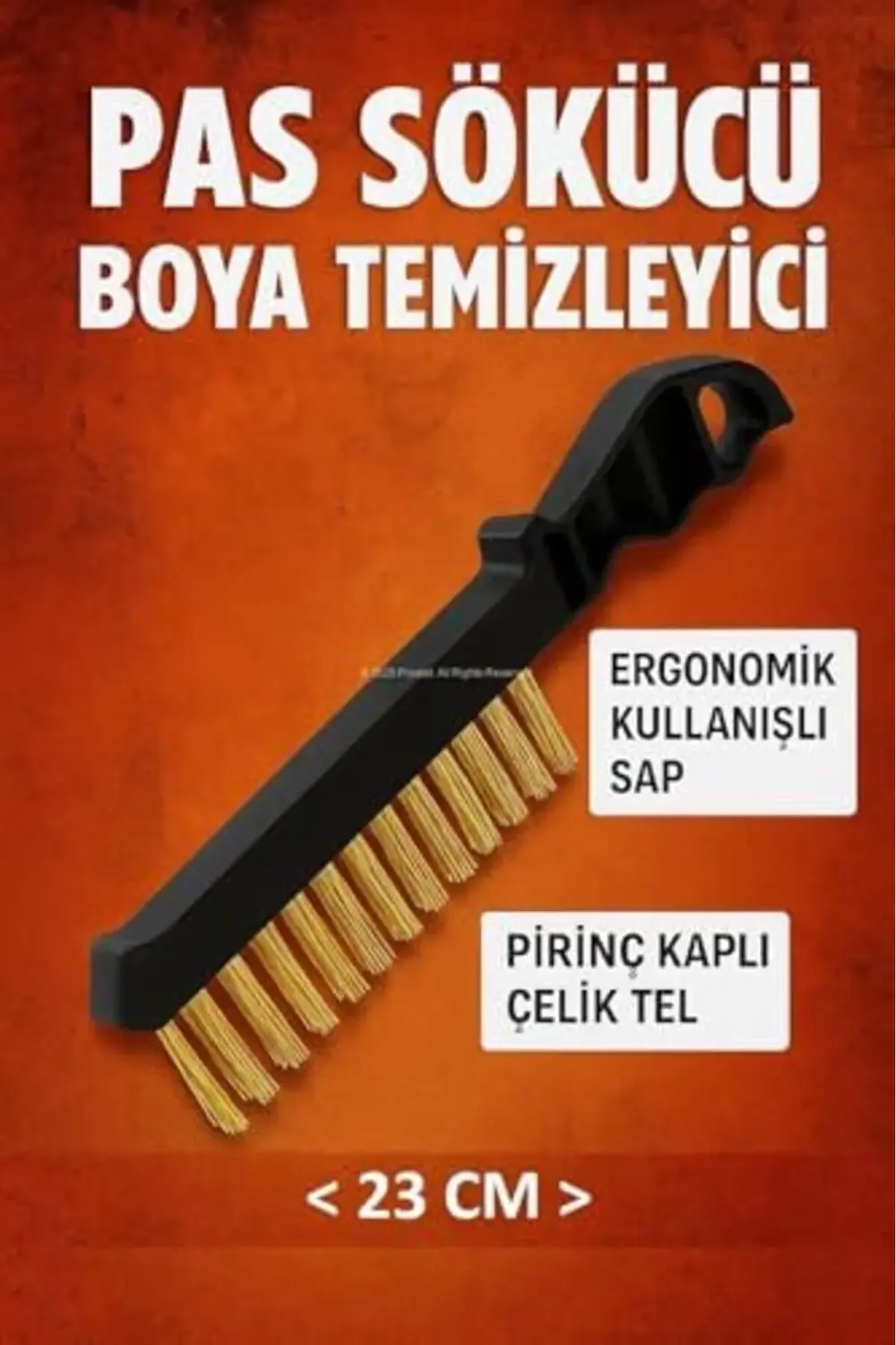 trendyvision Tel Fırça, Pirinç Kaplı Çelik Tel, Pas Sökücü, Boya