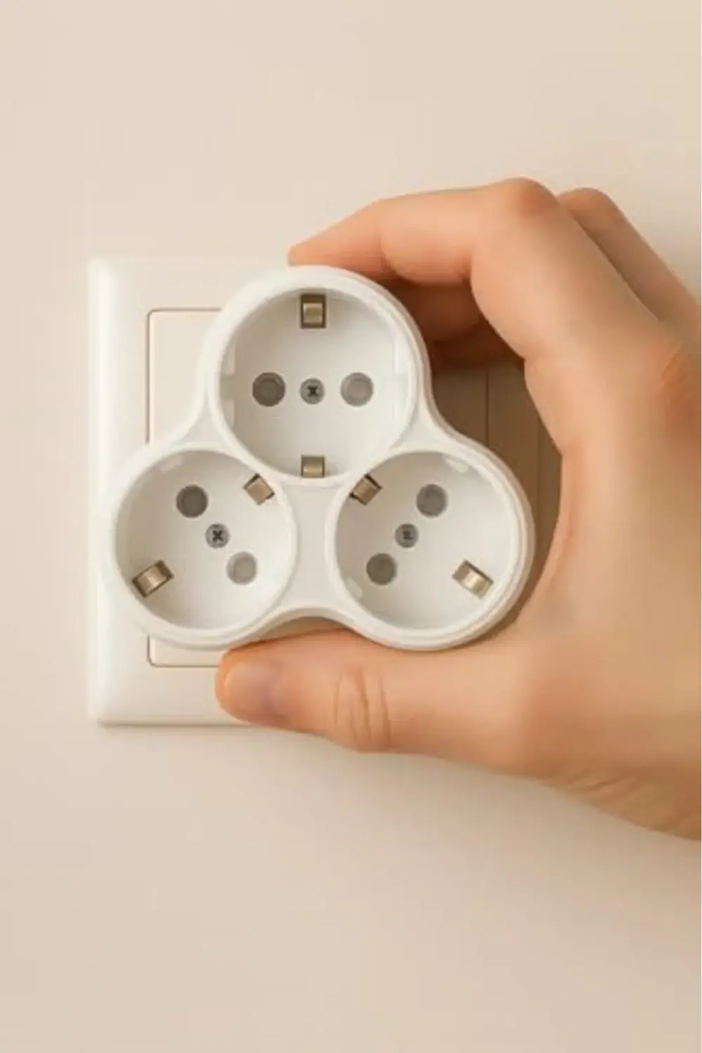 trendyvision Topraklı Priz Çoklayıcı Fiş, 3'lü, Beyaz, 16A 250V,