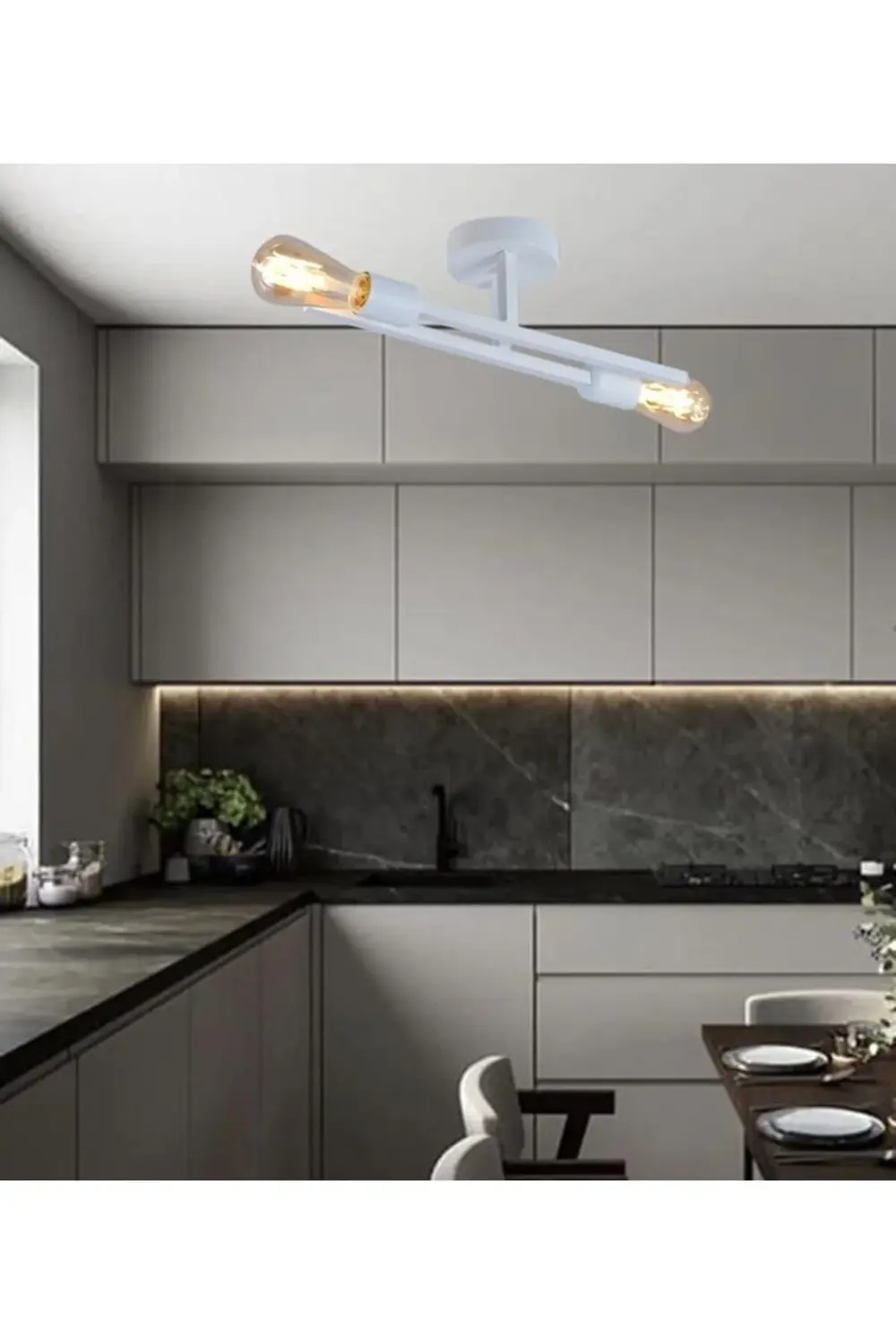 trendyvision TT Aydınlatma Plofonyer 2 li Mat Beyaz Avize buyflic