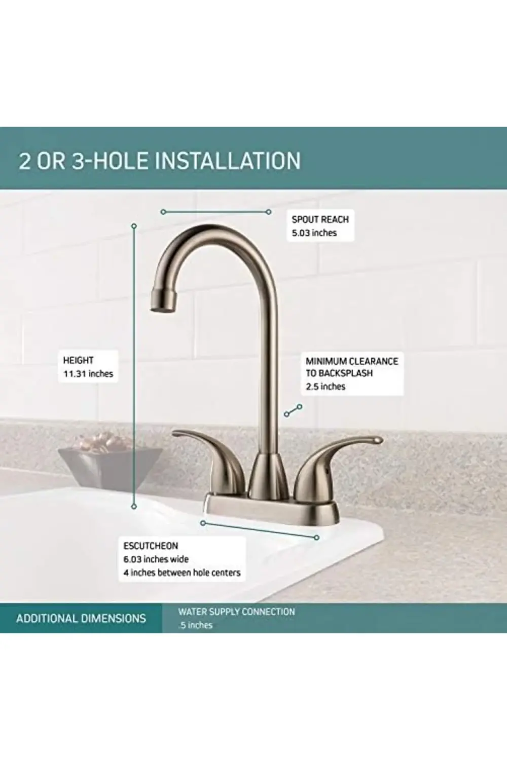 trendyvision Tunbridge 2 Kulplu Bar-Hazırlık Evye Bataryası, Pasl