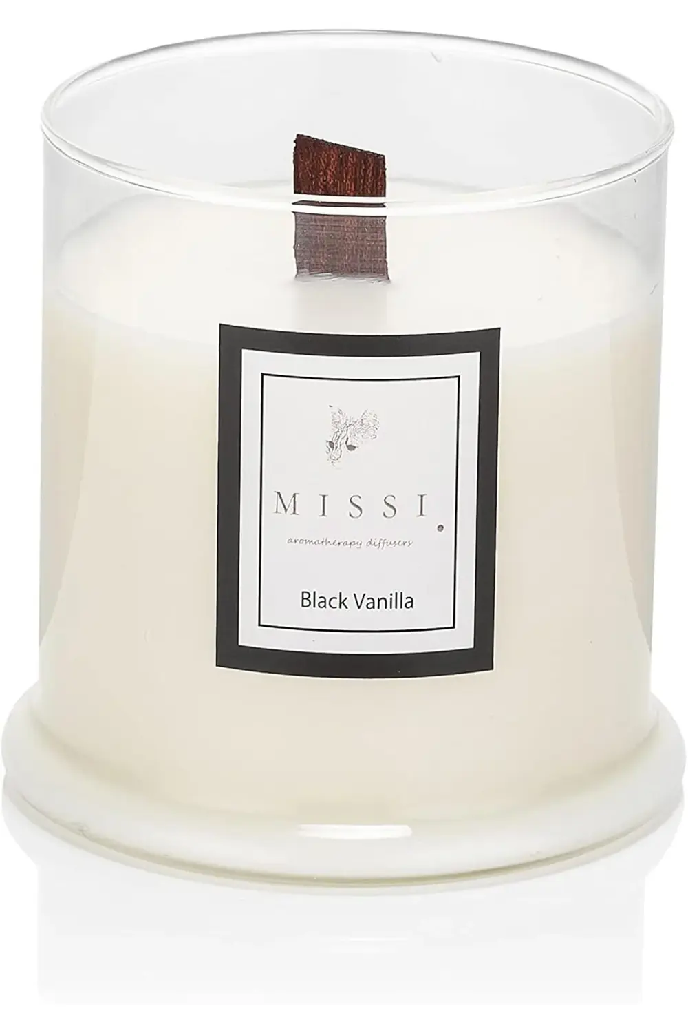 trendyvision Üfleme Cam Ahşap Fitilli Vanilya Vegan Mum (140 gr)