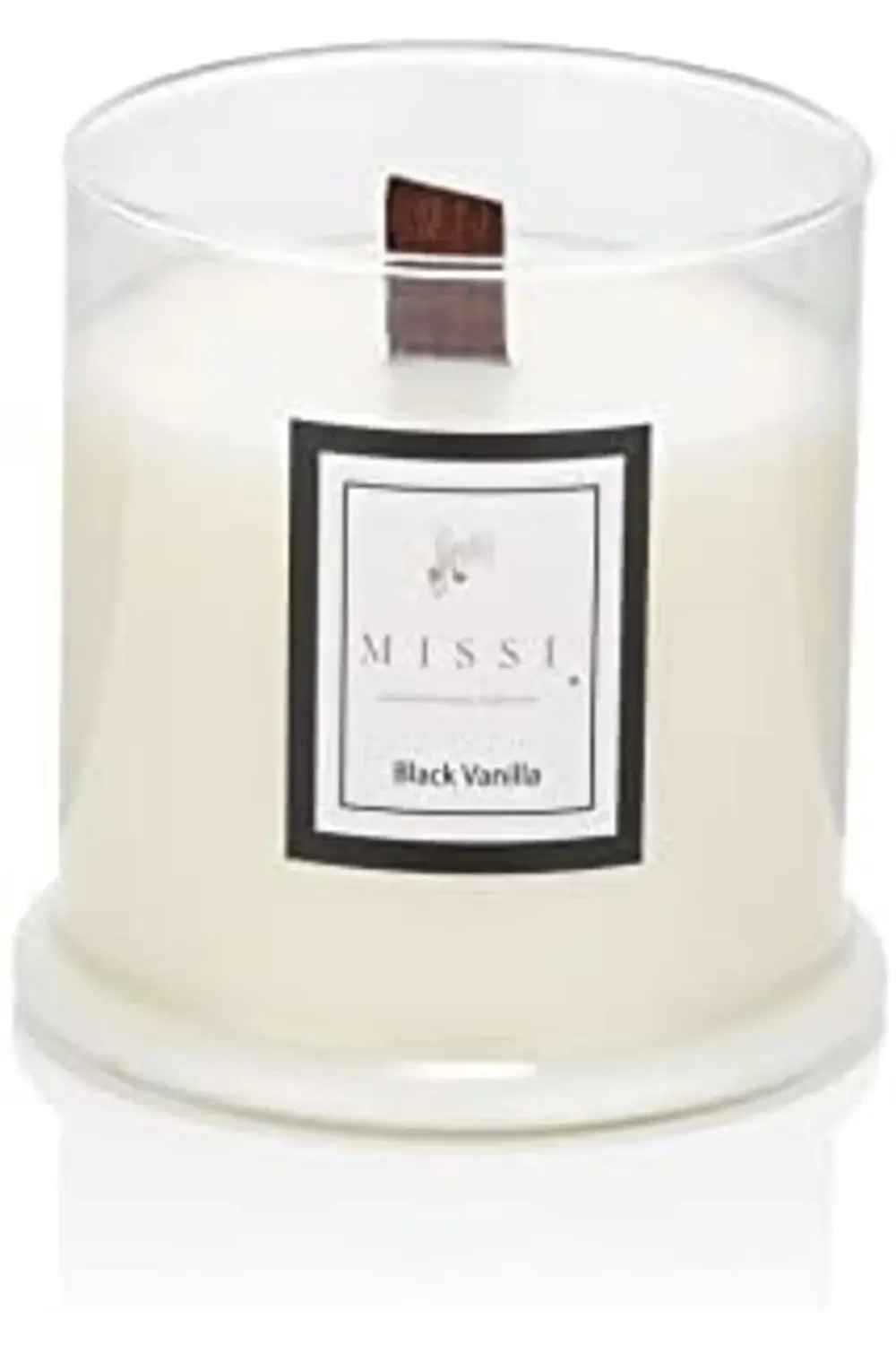 trendyvision Üfleme Cam Ahşap Fitilli Vanilya Vegan Mum (140 gr)